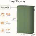 Lifewit Slim Laundry Basket with Lid, Narrow Large Laundry Hamper with Plastic Handles and Removable Bag, Tall Foldable Dirty Clothes Hampers for Laundry Room, Bedroom, Bathroom, Dorm, 65L Green