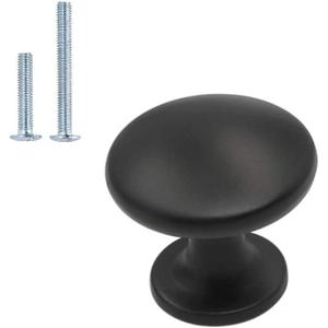 homdiy 25 Pack Black Round Drawer Knobs Solid Zinc Alloy Cabinet Knobs Kitchen Cabinet Hardware for Bathroom, Closet, Wardrobe