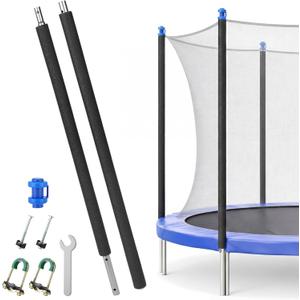 Trampoline Poles Replacement Lower and Upper Replacement Poles Universal Trampoline Enclosure Accessories with Straight Pole, Trampolines Foam Sleeve, Pole Caps, Hardware, Fit 8-16 ft