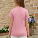 ZDC Girls Short Sleeve T Shirts Kids Summer Basic Tee Crewneck Cute Tops | Cute Tops, Solid Color, School Shirt, 5-14 Years (Pink)