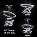 LED Chandeliers, Modern Crystal Chandelier Dining Room Living Room LED Ceiling Pendant Light 4 Rings Adjustable Stainless Steel Contemporary Chandeliers (4r Cool White)