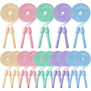 Aoriher Jump Rope 8.2 Feet Adjustable Fitness Skipping Jump Rope with Plastic Handles for Outdoor Exercise Sport Party Equipment, Assorted, Macaron Colors