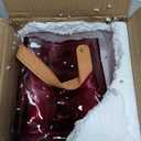 Glass Purse Vase for Flowers Brownish Purple Vases for Centerpieces Glass Bag Vase with Leather Handle Small Bag Vases for Decor Decorative Fish Bowl for Home Wedding Decor (Dark Red)