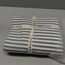 MooMee Striped Duvet Cover Set 100% Washed Cotton Linen Like Textured Breathable Durable Soft Comfy (Heathered Green Classic Stripes, Queen 90"x90")