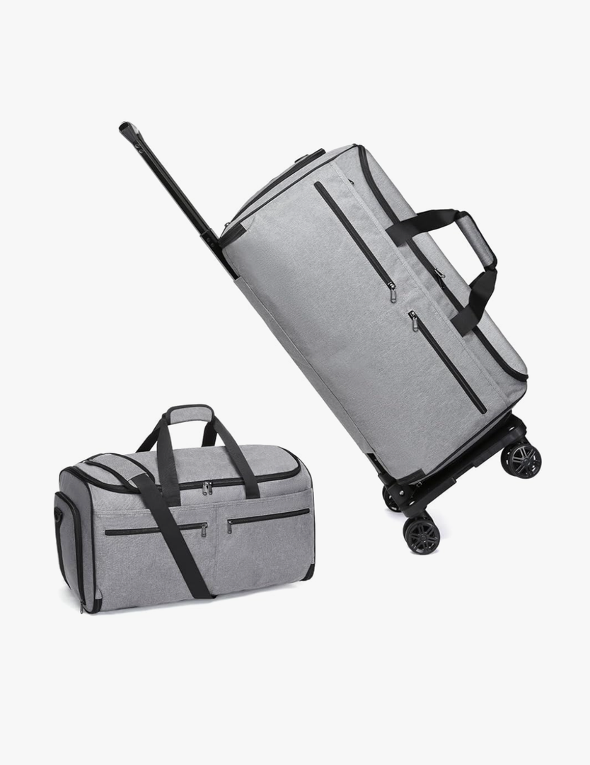 Bukere Rolling Garment Bag, Travel Garment Duffle Bag with Wheels, Carry on 3 in 1 Suit Luggage Bag with Detachable Trolley for Men Women Business Weekender