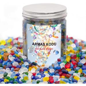 Sea Glass Stones 31oz - Aquarium Rocks & Fish Tank Gravel for Fish Tanks | Vase Fillers, Art & DIY Landscaping with Irregular Gems for Succulents & Terrariums (Colorful, Frosted)