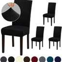 Chair Covers, Stretch Dining Room Chair Covers Set of 4, Removable Washable Chair Covers for Dining Chairs, Dining Chair Slipcovers for Dining Room, Hotel, Ceremony, .Black