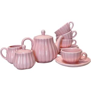 La Belle Vie Tea Set, Pink Porcelain Tea Set, 15-Piece, Perfect for Festivals, Birthday, Family, Housewarming, Events, Tea Lovers