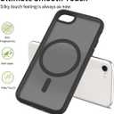 2 x PinLiSheng Magnetic for iPhone SE Case 2022/3rd/2020/2nd gen, iPhone 8 & iPhone 7 [Compatible with Magsafe] Shockproof Slim Translucent Matte Protective Phone Case - Black
