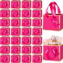 Yeaqee 50 Pcs Mini Metallic Gift Bags with Handles 4x4.75x2.25'' Tiny Thank You Favor Bag with Tag for Women's Day St. Patrick's Wedding Spring Easter Welcome Baby Shower Birthday (Hot Pink,Gold)