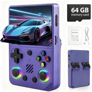 RG36PRO Handheld Game Console - Support 30000+Classic Games, 64G TF Card,Open Source System, 3.5-Inch Screen,3000mAh Battery, Portable Console for Travel, Gift for Adult or Partner-Purple