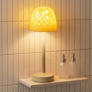IP65 Waterproof Shower Lamp for Inside Shower, Outdoor Patio Cordless Rechargeable Table Lamp, RGB Ocean Wave Projector, Battery Operated Small Touch Lamps for Kitchen Counter Nightstand Desk Bathroom