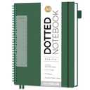 AHGXG Dotted Journal - Dot Grid Spiral Notebook 8.5" x 11", A4 Large Dotted Notebook, 100 GSM Thick Paper, Waterproof Plastic Cover Journals for Journaling, Sketching, Dark Green