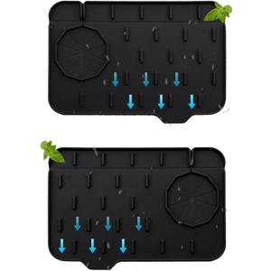 2 Pieces Black Faucet Guard & Draining Mat 8.3" Mini Splash Guard Faucet Handle Drip Catcher Tray Mat for Kitchen & Bathroom Sink Small Kitchen Sink Splash Guard for Placing Dish Soap Sponge