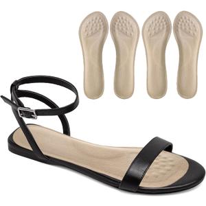 2 Pairs Pigskin High Heel Cushion Inserts for Women, Self Adhesive Arch Support Insoles for Flat Feet, Plantar Fasciitis and Pain Relief, No Slip Shoe Pads for Heels Sandals Flats Large 8-12 Size