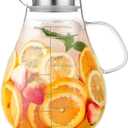 Glass Pitcher with Lid,88 Ounces -2500ml with Precise Scale Line, Hot/Cold Water Jug, Juice and Iced Tea Beverage Carafe with Lid