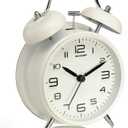 Peakeep 4 Inches Twin Bell Loud Alarm Clock for Heavy Sleepers, Backlight, Battery Operated Old Fashioned Alarm Clock for Bedrooms (3D-Dial, White)