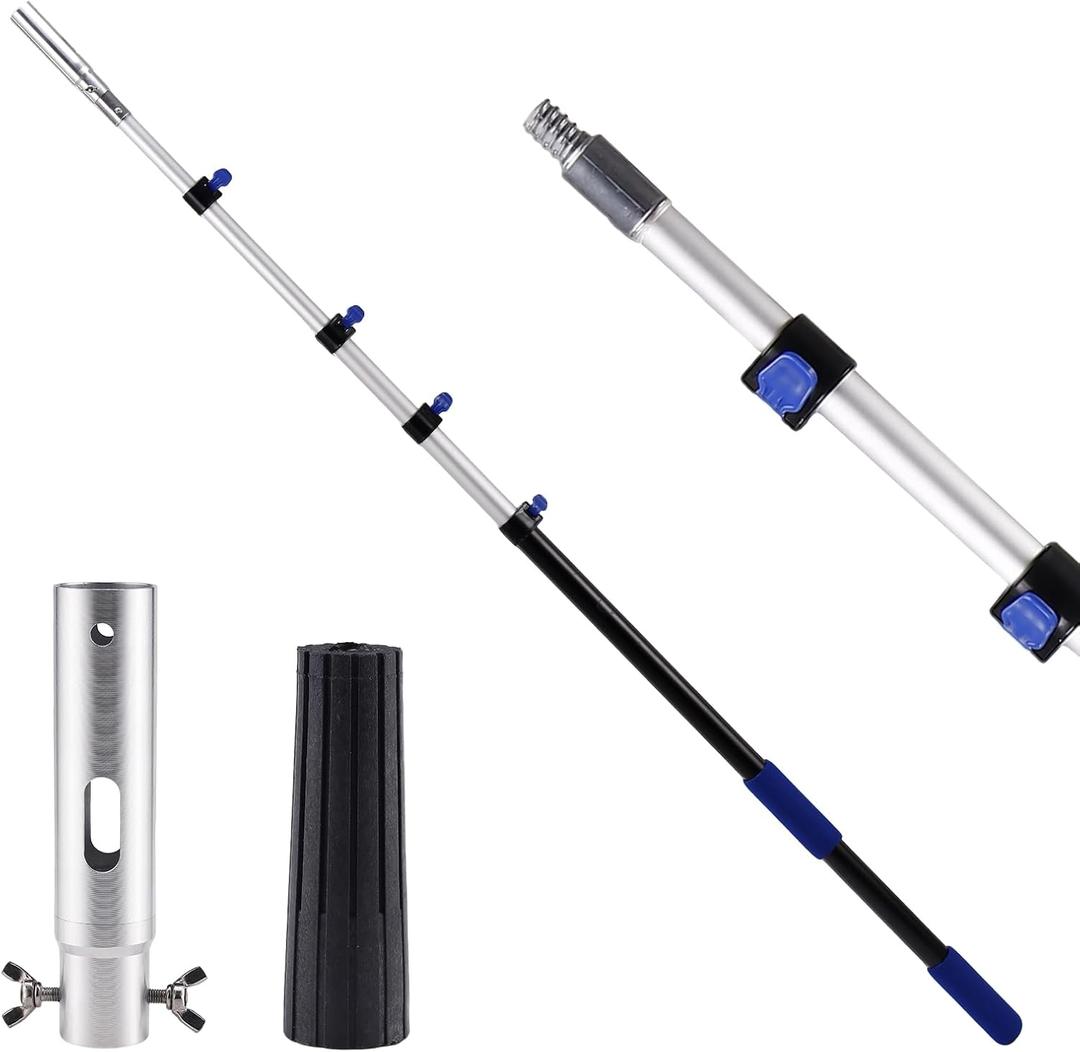 Telescopic Pole 16 FT Aluminum Extension Pool Tool with Flip-Lock Equipped with Universal Accessories, Telescoping Pole for Cleaning, Dusting and Painting