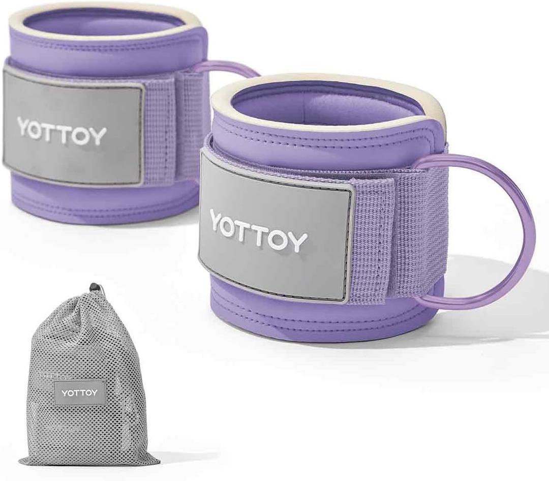 YOTTOY Ankle Straps for Cable Machines  Adjustable Padded Ankle Cuffs for Cable Kickbacks, Glute & Leg Workouts  Gym Attachments for Women & Men, Booty, Hip & Thigh Training (Purple)