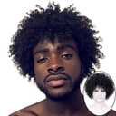 BECUS 8 Inch Afro Wig for Black men Short Kinky Curly Human Hair Wigs for Black Men Short African American Male Afro Wig (Natural Spiral Black #1B)