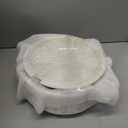 White Soup Tureen with Gold Design, Double Handle Soup Serving Bowl with Lid and Spoon Bone China Tableware, 1.5L