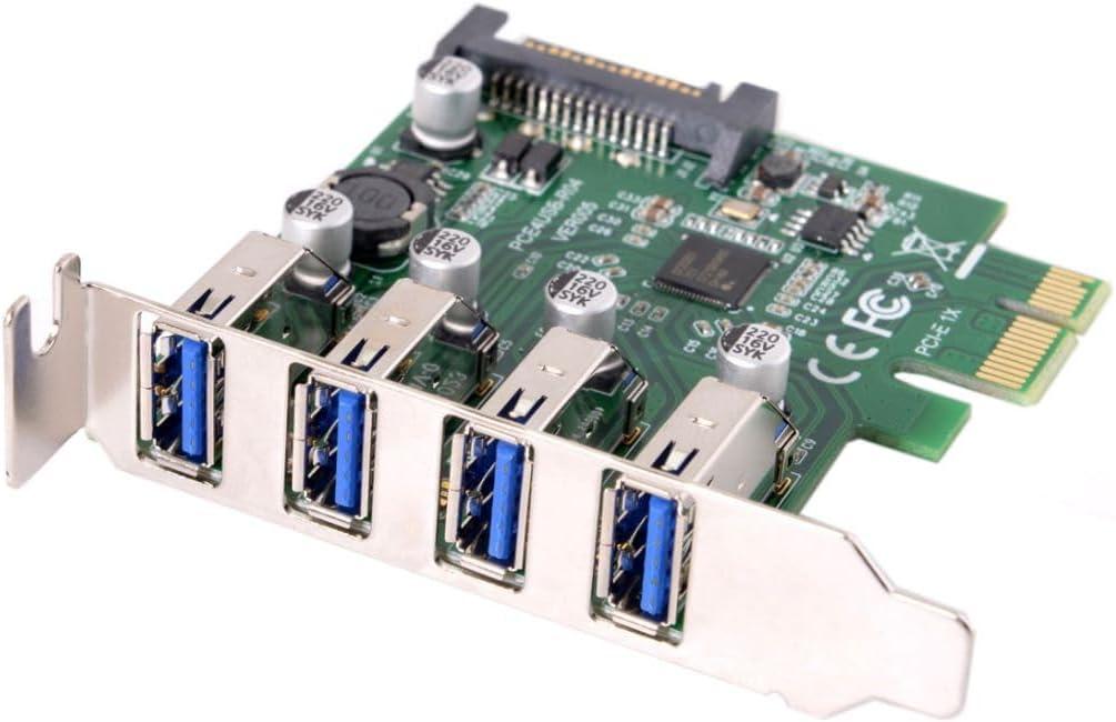 ChenYang 4 Port PCI-E 1X to 4 USB 3.0 HUB PCI Express Expansion Card Adapter with 80/120mm PCI-E Slot Bracket
