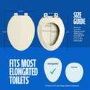 HIGHCRAFT Premium Elongated Toilet Seat with Adjustable Hinges - Molded Plastic Toilet Seat - Fits Standard Elongated Toilets - Oval Seat in Bone/Beige