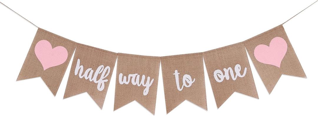 Half Birthday Banner - Its My 1/2 Birthday, Decorations, Burlap Banner, 6 Month Photo Prop, Best Party Supplies (Girl 1/2 Birthday Banner)