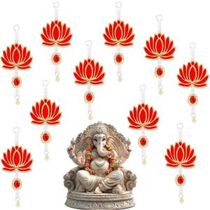 10 Pcs Lotus Backdrop Hangings for Decoration Indian,Indian Pooja Decorations for Home,Navratri,Ganesh Pooja,Puja,Hindu,Shubh Labh,Wedding,Diwali Decorations,Garlands Diwali Floral Wall Decor