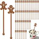 36 Pcs Christmas Drink Stirrers,Gingerbread Man Cocktail Stirrers Plastic Swizzle Sticks Reusable Coffee Stirrer Stir Sticks for Xmas Holiday Party Coffee Tea Hot Cocoa Bar Supplies Decoration