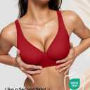 Vertvie Jelly Wireless Bras for Women Push Up Plunge Seamless T-Shirt Bras No Underwire Supportive Full Coverage Bralettes (Red, Small)