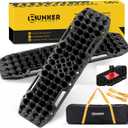 BUNKER INDUST Off-road Traction Boards with Jack Base,Pair Recovery Track 4X4 Jeep Truck Emergency Tire Traction Mat with Bag -Sand, Mud, Snow Tracks Black Traction Pad (Gen 7th)