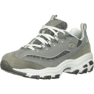 Skechers Women's D'Lites - Me Time Lace Up Fashion Sneakers, Grey / White, 9 Wide