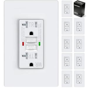 ELECTECK 10 Pack GFCI Outlets 20 Amp, Outdoor Weather Proof (WR), Self-Test GFI Receptacles with LED Indicator, Ground Fault Circuit Interrupter, Screwless Wallplate Included, UL Listed, White