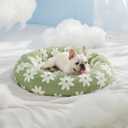 Lesure Shown on TV Donut Medium Dog Bed - Round Cat Beds Indoor Present for Calming Pets with Washable Cover, Home Decor Cute Modern Beds with Jacquard Shaggy Plush & Anti Slip Bottom, 30 Inch, Green