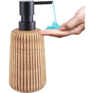 Comeon Hand Soap Dispenser, 400ml/13.5oz Ceramic Bathroom Dish Soap Dispenser for Kitchen Sink Brown Refillable Soap Dispensers in Kitchen Countertop Shower (13.5oz,Dark Brown)