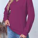 FMEYOA Women's Long Sleeve Sweatshirts No Hood Casual V Neck Lightweight Trendy Fall Spring Basic Pullover Tops (XL)