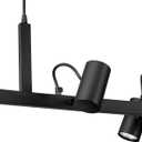 Globe Electric Suspended Track Lighting, 4-Light Adjustable Hanging Track Bar, Matte Black 40-Inch Dimmable Fixture for Modern Kitchen & Ceiling Lighting