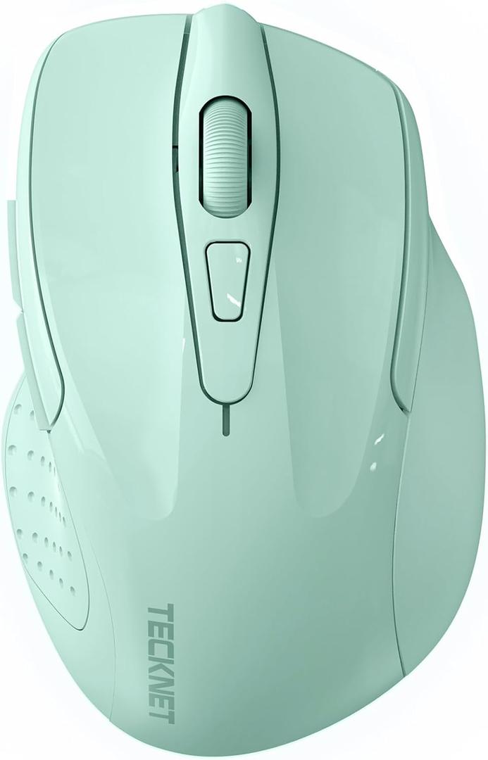 TECKNET Wireless Mouse (2.4G & BT5.0/3.0) Silent 4800 DPI Computer USB A & Bluetooth Mouse 6 Buttons, Wide Compatibility - Green