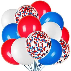 JOYYPOP 80Pcs Red White and Blue Latex Balloons with Confetti Balloons for 4th of July Decorations Independence Day Patriotic Anniversary Multicolor