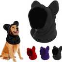 Dog Snood Winter Hood with Ear Protection, Fleece Neck Warmer for Dogs, (Black, Large)