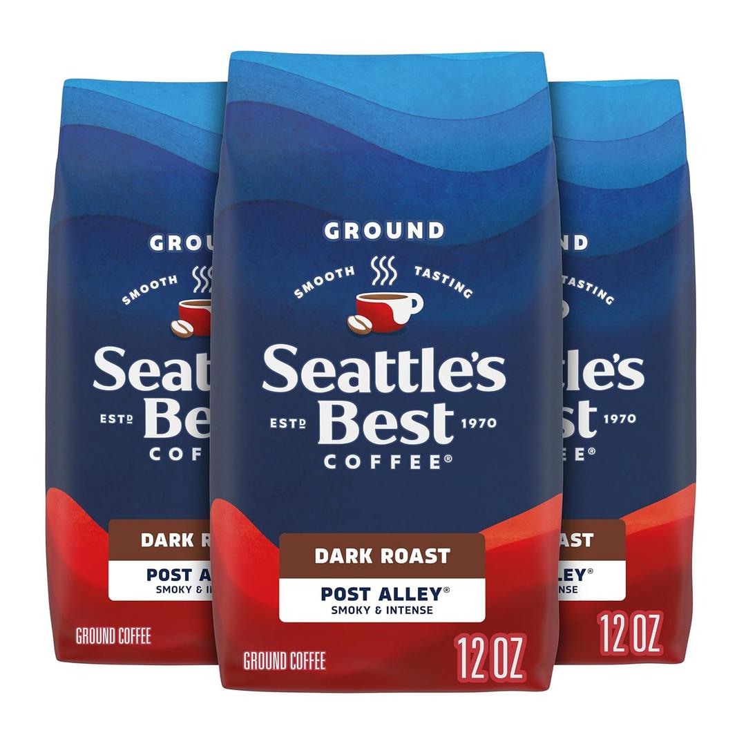 Seattles Best Coffee, Dark Roast Ground Coffee, Post Alley, 100% Arabica, 3 Bags (12 oz Each)