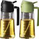 TrendPlain 16oz/470ml Glass Olive Oil Sprayer for Cooking  2 in 1 Olive Oil Dispenser Bottle for Kitchen Gadgets and Air Fryer Accessories, Salad, BBQ - Black & Green