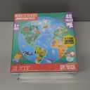 Floor Puzzles for Kids Ages 3-5 4-6 Educational 48 Piece Animals of The World with 2 Giant Coloring Posters Preschool Learning Toy Geography Continents Oceans Fun Gift Screen Free Family Playtime