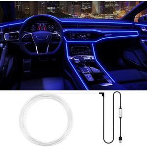 Interior Car LED Strip Lights, Multicolor Neon Wire Ambient Lighting Kit, USB Fiber Optics Strip Accessories for Car Center Console & Dashboard Decorations