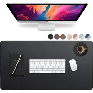 Vine Creations Leather Desk Mat 32" x 17", Desk Protector Mat, PU Leather Desk Pad, Large Mouse Pad, Desk Blotter, Desk Pads on Top of Desks, Desk Matt for Desktop, Home Office Desk Mat (Black)