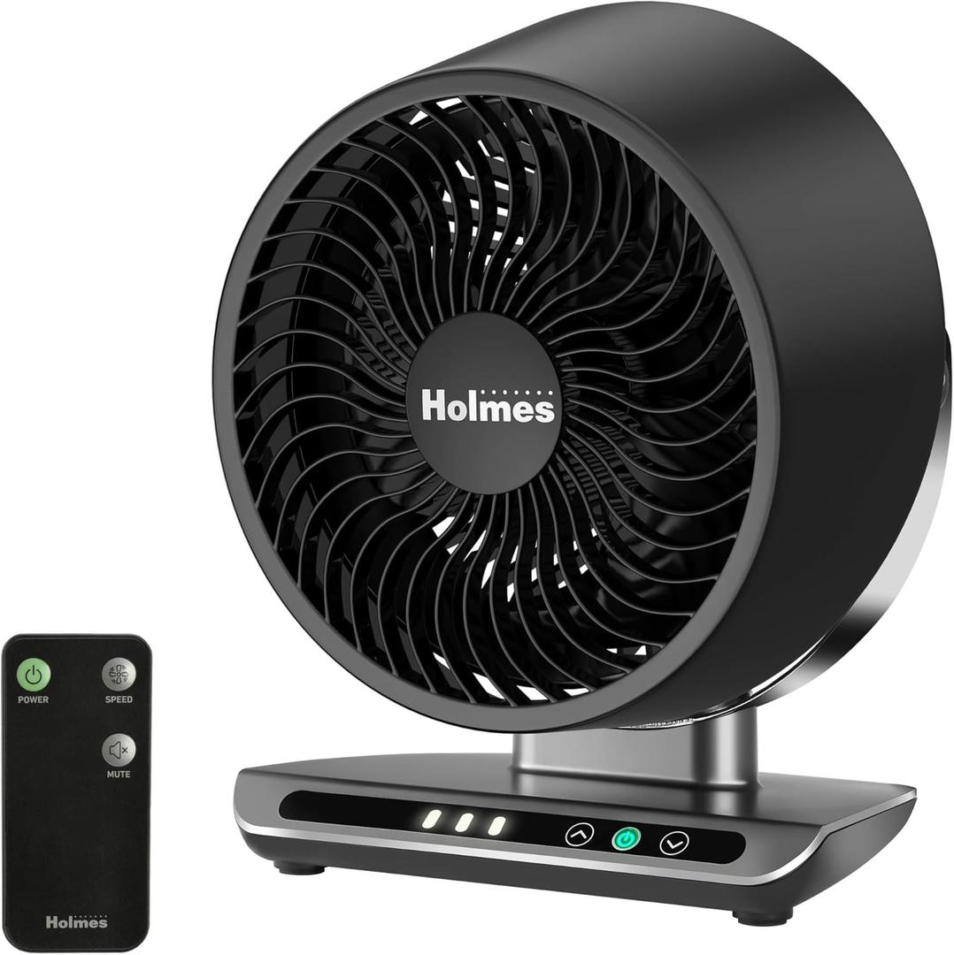HOLMES Blizzard 8" Air Circulator Digital Fan, 3 Speeds, 90 Adjustable Head Tilt, Capacitive Touch, Remote Control, Ideal for Home, Bedroom, Kitchen or Office, Black