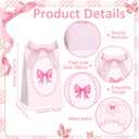 ojustbeok 24Pcs Pink Bow Favor Bags with Stickers Pink Bowknot Paper Gift Bags Bow Party Favor Candy Goody Bag for Girls Women Birthday Engagement Baby Bridal Shower Bachelorette Party Supplies