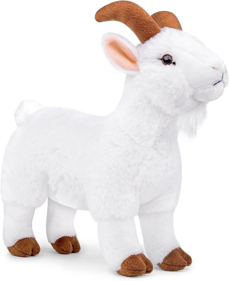 FRANKIEZHOU Lifelike Goat Stuffed Animal- White 11.5", Soft Sheep Model Plush Toy,Girl Toys,Gifts for Kids,Cudding Toy
