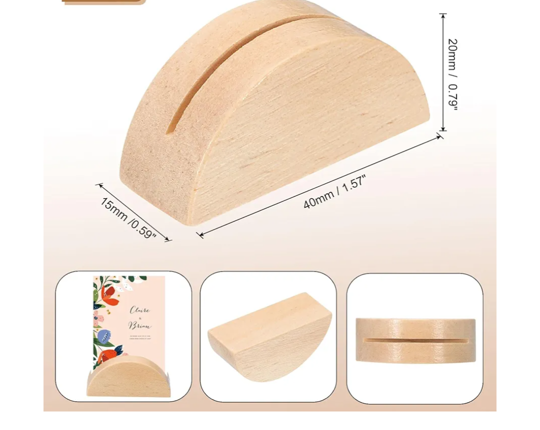 PATIKIL Table Number Holders, 8Pcs Wooden Table Name Stands Semicircular Design Modern Card Holders for Wedding Reception Anniversary Party Events, Wood Color